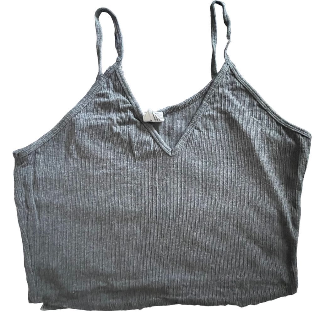Destined ribbed‎ grey spaghetti straps stretchy juniors crop cami 2XL